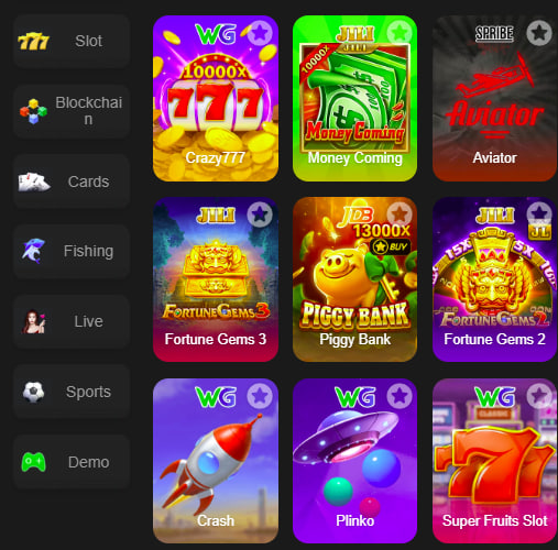 Main screen of bet905 game page for PK players - 4